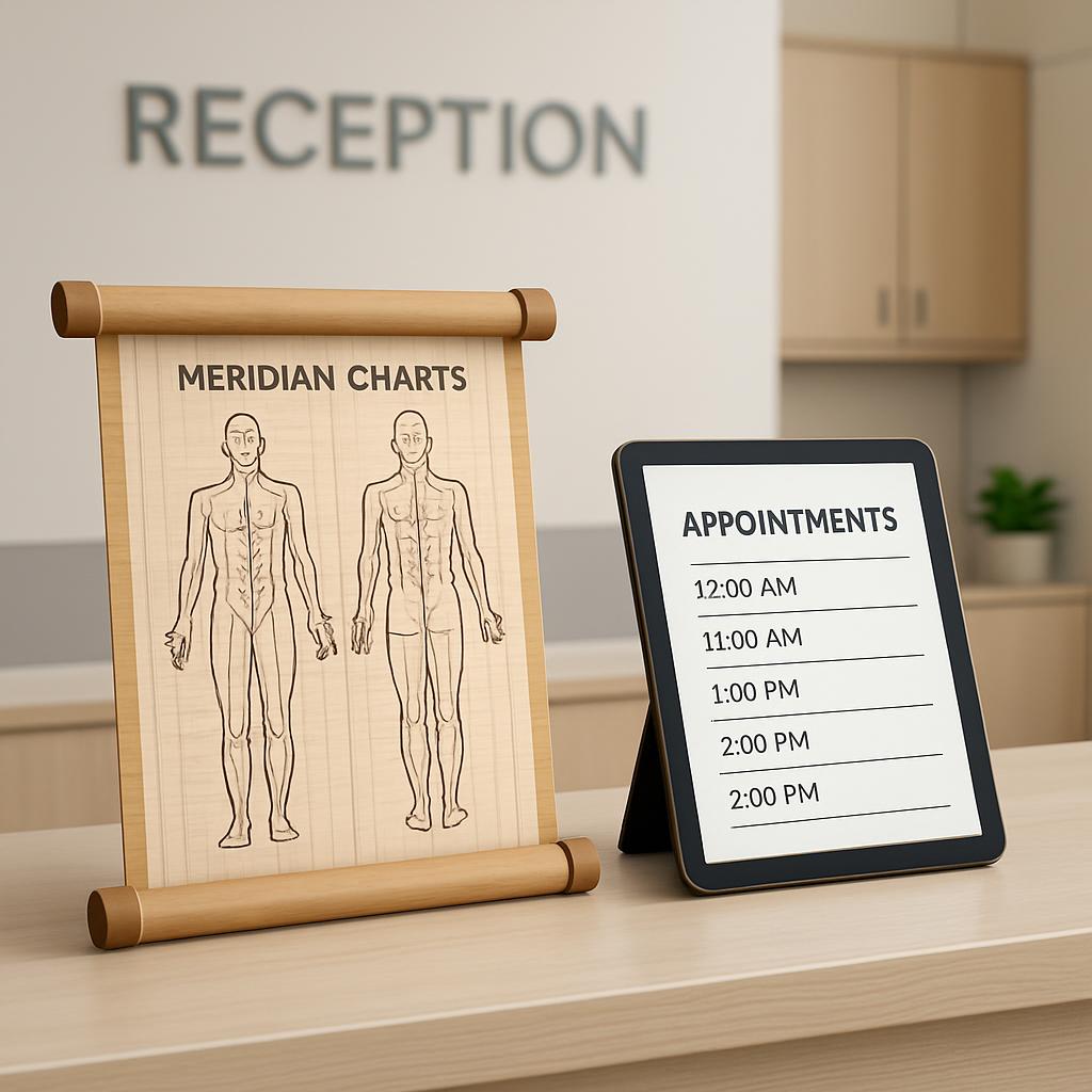 The alt text is "Meridian Chart and Appointment Schedule in Office Setting."